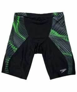 Speedo Mens Placement V Cut Jammer Black/Green