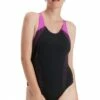 Speedo Plastisol Laneback One Piece Black/Orchid