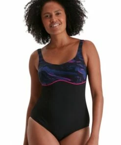 Speedo Contour Lustre Shaping One Piece Black