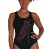 Speedo Boom Logo Flyback One Piece Black/Pink