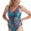 Speedo Allover Deep U-back One Piece Black/Blue