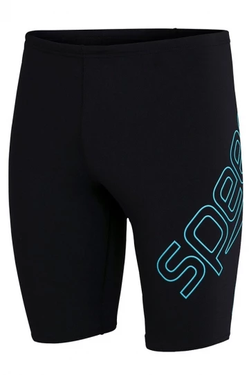 Speedo Mens Boom Logo Placement Jammer Black 1 Speedo Mens Boom Logo Placement Jammer Black