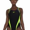 Speedo Splice Muscleback One Piece Black/Yellow