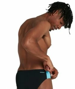 Speedo Mens Boom Logo Splice 7cm Brief Black -Cheap Swimweargalore Store sp12824f888.001 speedo mens boom logo splice 7cm brief2