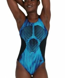 Speedo Pro Printed One Piece Black/Blue -Cheap Swimweargalore Store sp12895g060.962 speedo pro printed one piece