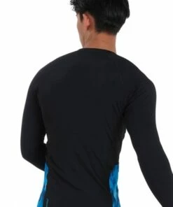 Speedo Mens Splice Printed Suntop Black/Blue -Cheap Swimweargalore Store sp13217g732.962 speedo mens splice printed sun top2