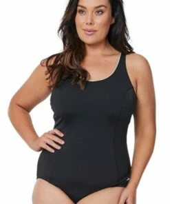 Speedo Concealed D Cup Tank One Piece Black/White