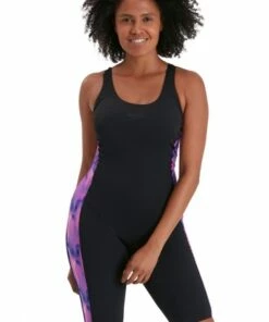 Speedo Leaderback Kneesuit One Piece Black/Orchid