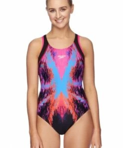 Speedo Sparkler Powerstrike Muscleback One Piece Black/Pink