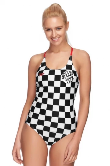 Speedo Checkerboard Loopback One Piece Black/White 1 Speedo Checkerboard Loopback One Piece Black/White