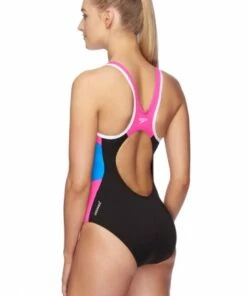 Speedo Block Muscleback One Piece Black/Pink -Cheap Swimweargalore Store sp2240g8076.926 speedo block muscleback one piece on body back