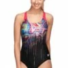 Speedo Swirl Powerstrike Leaderback One Piece Black