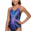 Speedo Sparkler Powerstrike Leaderback One Piece Black/Violet