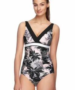 Speedo Palm Panama Scoopback One Piece Black