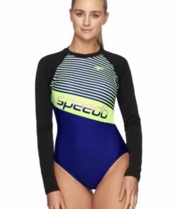 Speedo Geo Slice Sunsuit Black/Blue