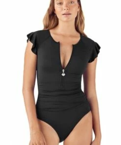 Sunsoaked Janie Plain Sunsuit Nero