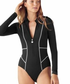 Sunsoaked Ursula Zip Front Sunsuit Nero
