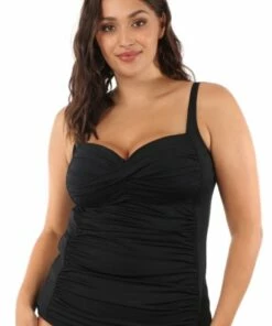 Sunseeker Basix Cross Front D Cup Tankini Separate Black