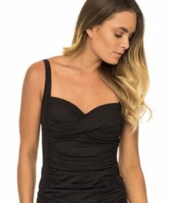 Sunseeker Basix Cross Front D Cup Tankini Separate Black -Cheap Swimweargalore Store sun10609d dcup tankini 2