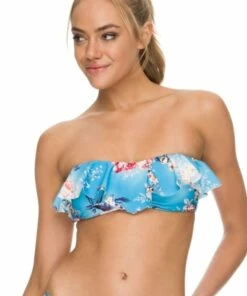 Sunseeker Portabello Ruffle Bandeau Blue -Cheap Swimweargalore Store sun11651 sunseeker portabello ruffle bandeau cadet front