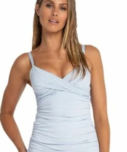 Sunseeker Sail Twist Front Tankini Separate Blue