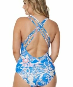 Sunseeker Paloma Multi Cross Strap One Piece Blue -Cheap Swimweargalore Store sun50972 sunseeker paloma multi cross strap one piece back 1