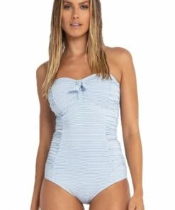Cheap Swimweargalore Store 3 Sunseeker Sail Ruched Bandeau One Piece Blue