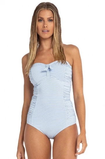 Sunseeker Sail Ruched Bandeau One Piece Blue 1 Sunseeker Sail Ruched Bandeau One Piece Blue