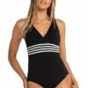Sunseeker Pool Contrast Tape Cross Strap One Piece Black