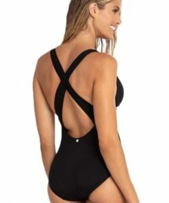 Sunseeker Pool Contrast Tape Cross Strap One Piece Black -Cheap Swimweargalore Store sun51348.001 sunseeker contrast tape cross strap one piece1