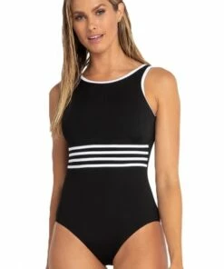 Sunseeker Pool Contrast Tape High Neck One Piece Ink -Cheap Swimweargalore Store sun51349.001 sunseeker contrast tape high neck one piece