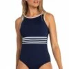Sunseeker Pool Contrast Tape High Neck One Piece Ink