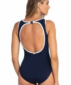 Sunseeker Pool Contrast Tape High Neck One Piece Ink -Cheap Swimweargalore Store sun51349.401 sunseeker contrast tape high neck one piece1