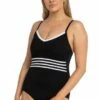 Sunseeker Pool Contrast Tape DD/E Cup Cross Back One Piece Black