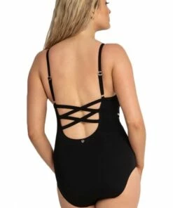 Sunseeker Pool Contrast Tape DD/E Cup Cross Back One Piece Black -Cheap Swimweargalore Store sun51350dde.001 sunseeker contrast tape dd e cup cross back one piece1