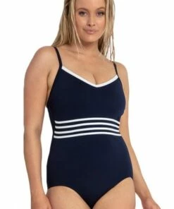 Sunseeker Pool Contrast Tape DD/E Cup Cross Back One Piece Black -Cheap Swimweargalore Store sun51350dde.401 sunseeker contrast tape dd e cup cross back one piece