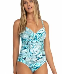 Sunseeker Kala Ruched Twist Front One Piece Denim