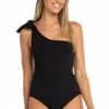 Sunseeker Mini Texture One Shoulder One Piece Black
