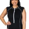 Sunseeker Zip Cap Sleeve Sunsuit Black