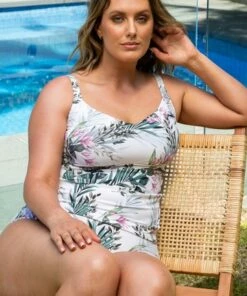 Sunseeker Sofia DD/E Cup Tankini Separate White -Cheap Swimweargalore Store sunskr dd e tankini and midrise band pant 3 jess 14