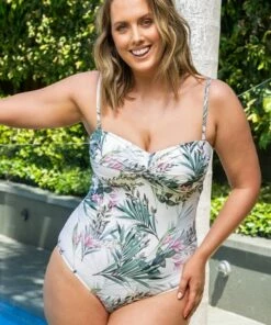 Sunseeker Sofia Twist Bandeau One Piece White -Cheap Swimweargalore Store sunskr twist bandeau one piece white 2 jess 14 1