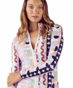 Sunsoaked Geometrica Carrie Zip Suntop Multi