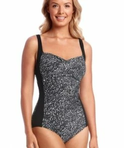 Funkita Swept Away Twist Front One Piece Black/White