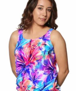 T.H.E. Swimwear Floral Blouson Tankini Separate Multi