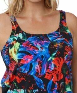 T.H.E. Swimwear Neon Lights Tankini Separate Black/Red -Cheap Swimweargalore Store the1660755.925 t.h.e. swimwear neon lights mastectomy blouson tankini 3