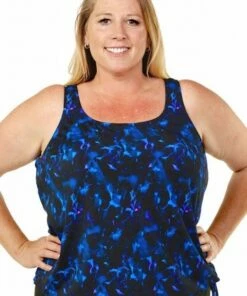 T.H.E. Swimwear Star Connection Tankini Separate Black/Blue