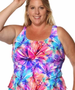 T.H.E. Swimwear Floral D/DD Cup Tankini Separate Multi