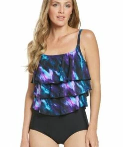 T.H.E. Swimwear Galaxy Gazing Tiered One Piece Midnight