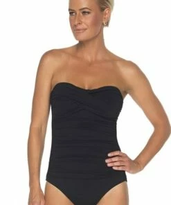 Togs Swimwear Togs Twist Bandeau One Piece Black -Cheap Swimweargalore Store tog1001012.001 togstwist bandeau op4