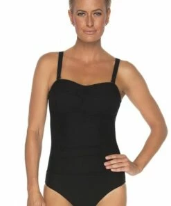 Togs Swimwear Textured Bandeau One Piece Black -Cheap Swimweargalore Store tog1001156.001 texturedbandeau op1